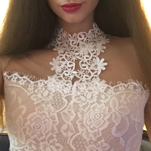 WHITE & MESH DETAILED DRESS - Picture 2 of 2